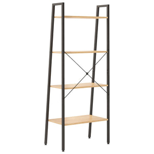 Standregal mit 4 Böden, Hellbraun & Schwarz, 140 cm