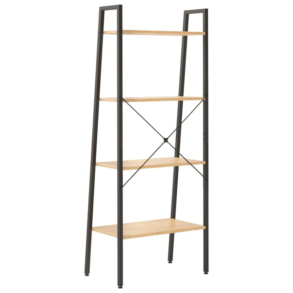 Standregal mit 4 Böden, Hellbraun & Schwarz, 140 cm