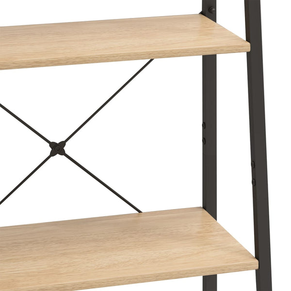 Standregal mit 4 Böden, Hellbraun & Schwarz, 140 cm
