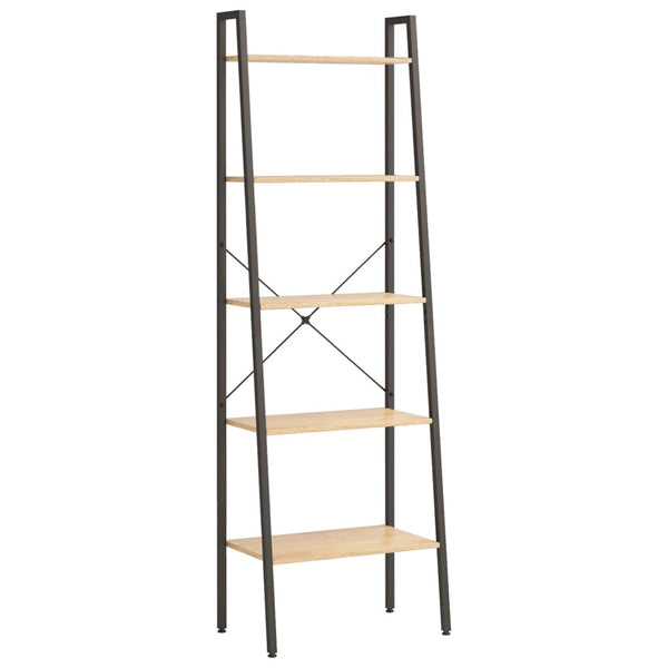 Standregal mit 5 Böden, Hellbraun/Schwarz
