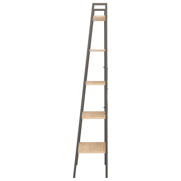 Standregal mit 5 Böden, Hellbraun/Schwarz