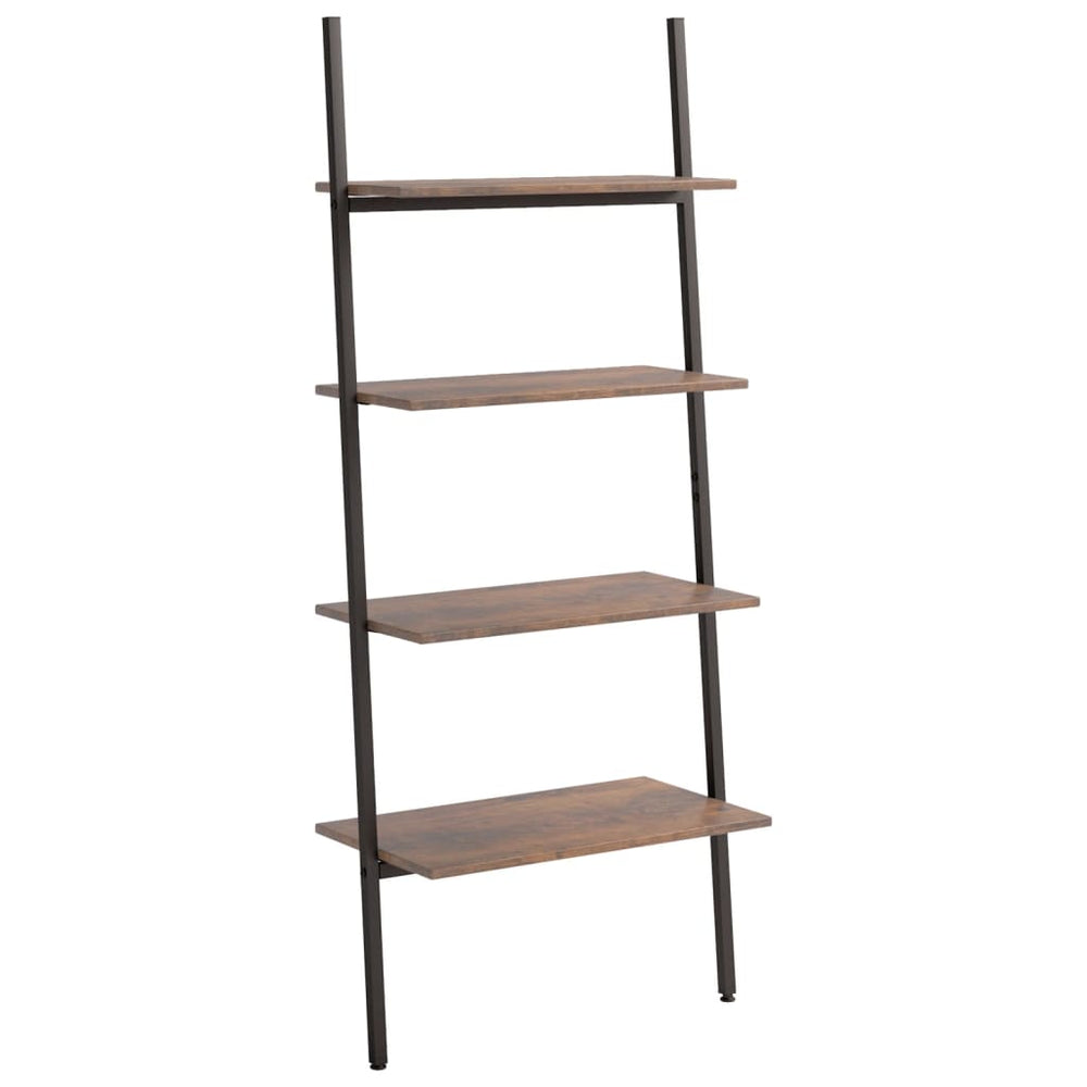 Leiterregal Dunkelbraun/Schwarz, 4 Böden
