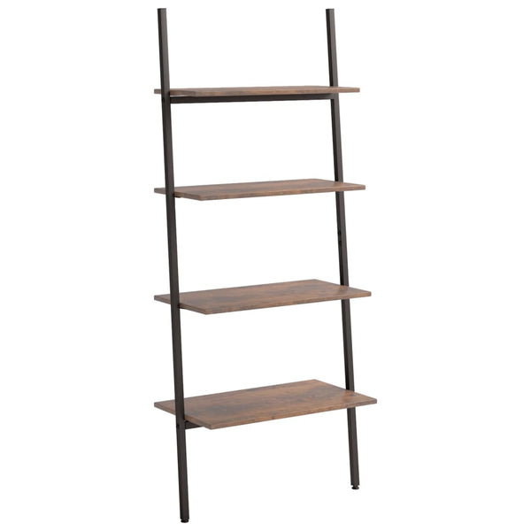 Leiterregal Dunkelbraun/Schwarz, 4 Böden