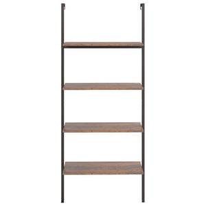 Leiterregal Dunkelbraun/Schwarz, 4 Böden