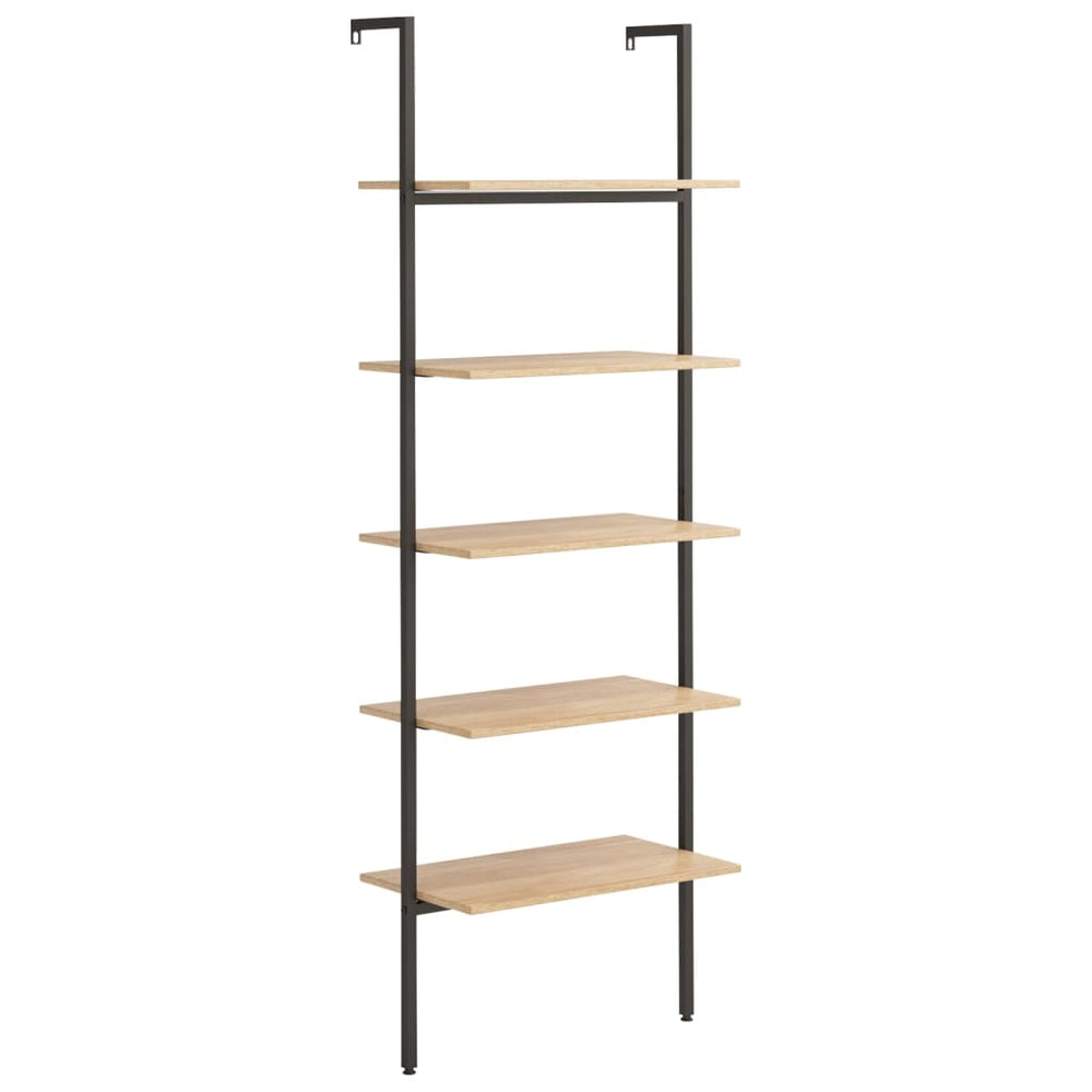 Leiterregal mit 5 Böden, Hellbraun/Schwarz, 185 cm