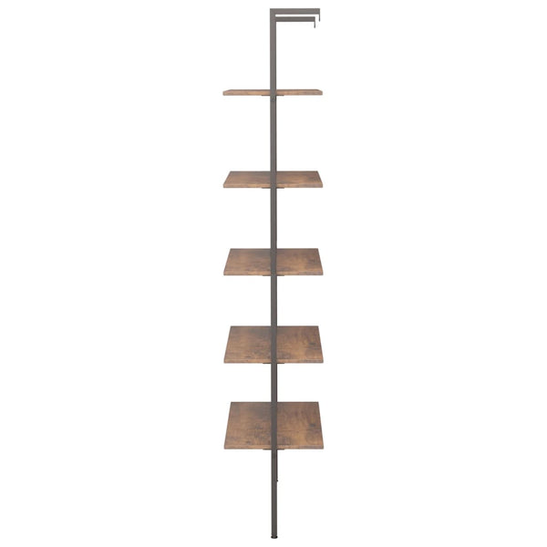Leiterregal Dunkelbraun Schwarz 185 cm