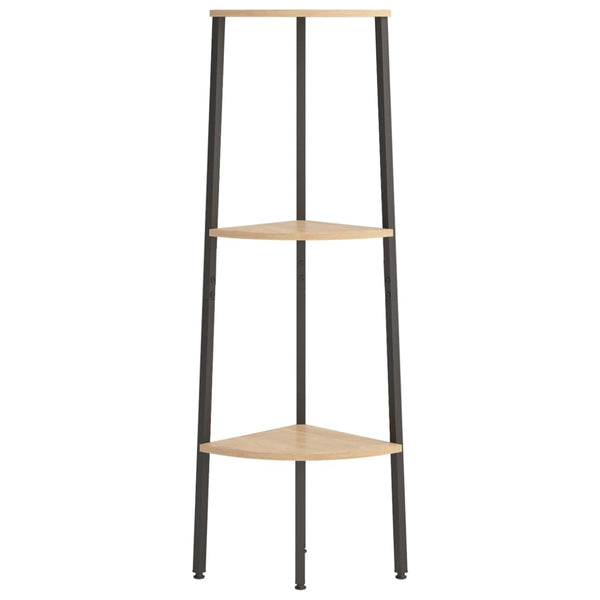 vidaXL Étagère d'angle à 3 niveaux marron clair et noir 45,5x31,5x120 cm