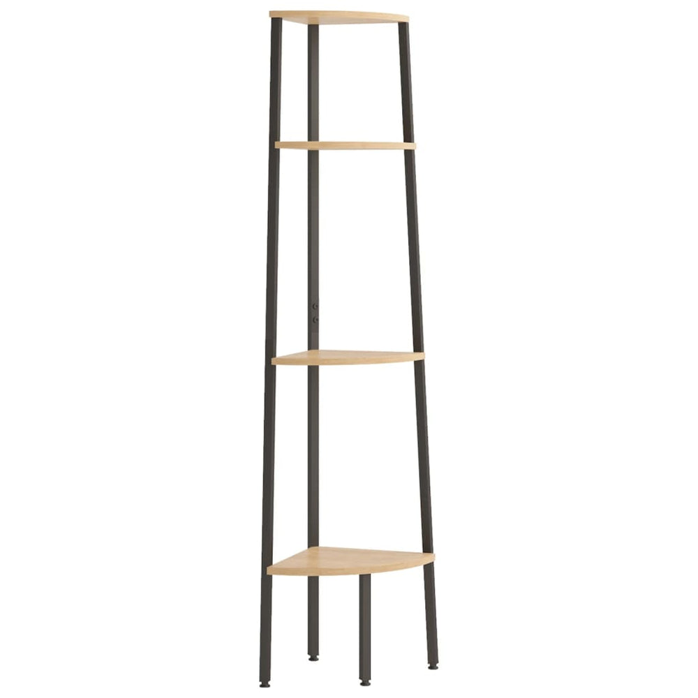 Eckregal, 4-stöckig, Hellbraun/Schwarz, 150 cm