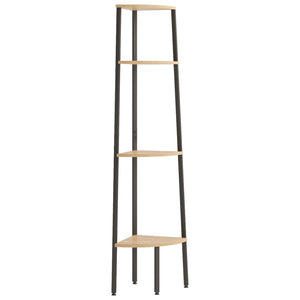 Eckregal, 4-stöckig, Hellbraun/Schwarz, 150 cm
