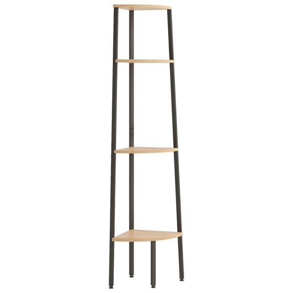 Eckregal, 4-stöckig, Hellbraun/Schwarz, 150 cm
