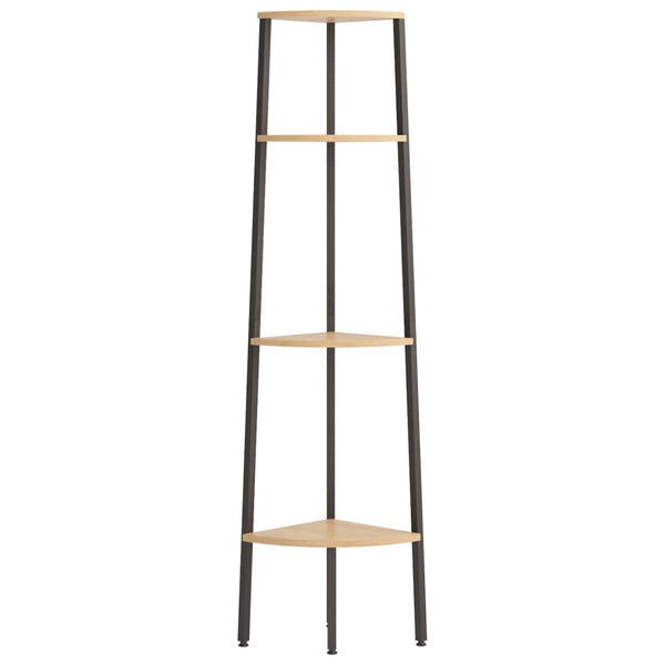 Eckregal, 4-stöckig, Hellbraun/Schwarz, 150 cm
