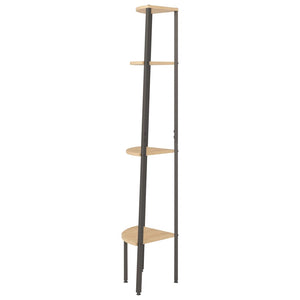 Eckregal, 4-stöckig, Hellbraun/Schwarz, 150 cm