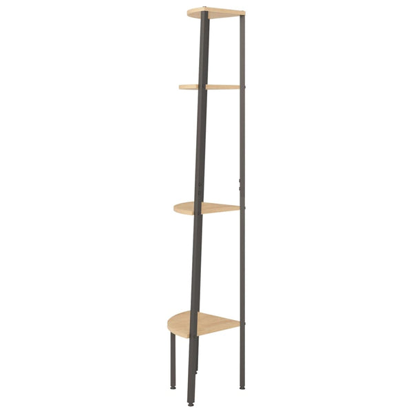 Eckregal, 4-stöckig, Hellbraun/Schwarz, 150 cm