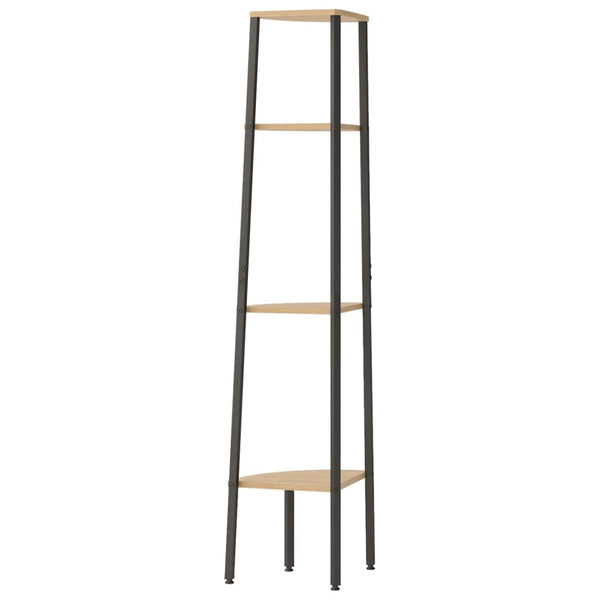 Eckregal, 4-stöckig, Hellbraun/Schwarz, 150 cm