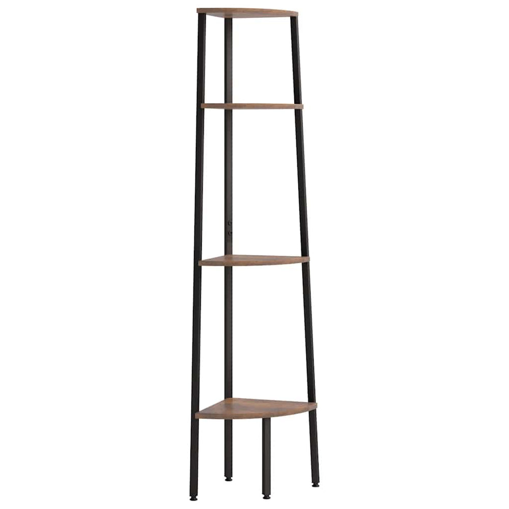 Eckregal, 4-stöckig, Dunkelbraun/Schwarz, 150 cm