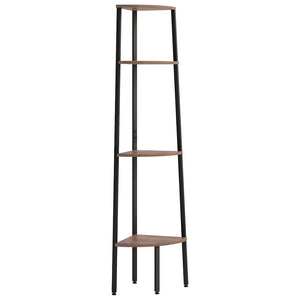 Eckregal, 4-stöckig, Dunkelbraun/Schwarz, 150 cm