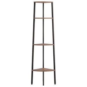 Eckregal, 4-stöckig, Dunkelbraun/Schwarz, 150 cm
