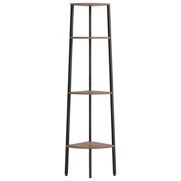 Eckregal, 4-stöckig, Dunkelbraun/Schwarz, 150 cm