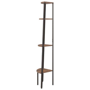 Eckregal, 4-stöckig, Dunkelbraun/Schwarz, 150 cm
