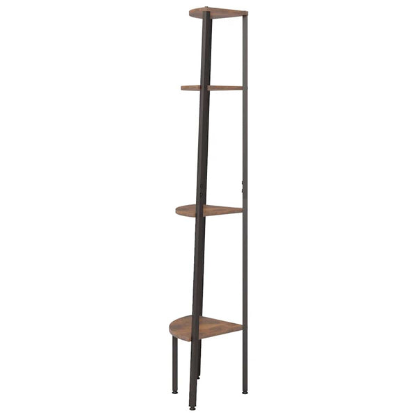 Eckregal, 4-stöckig, Dunkelbraun/Schwarz, 150 cm