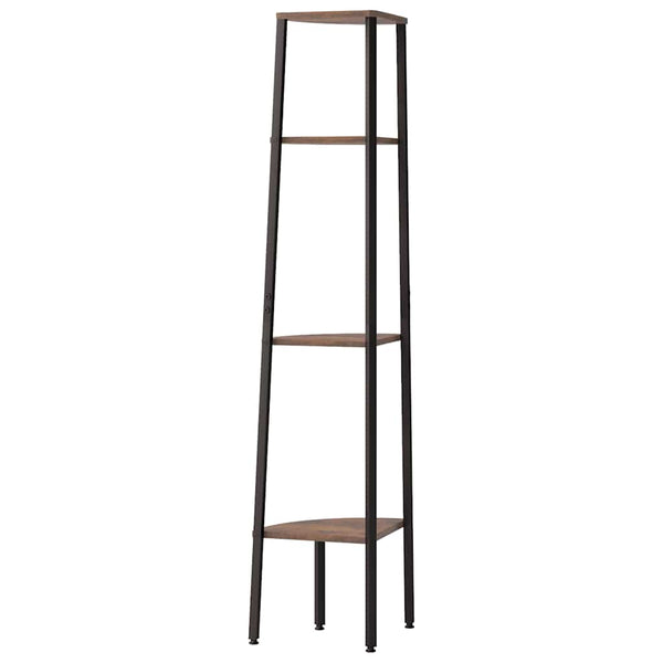 Eckregal, 4-stöckig, Dunkelbraun/Schwarz, 150 cm