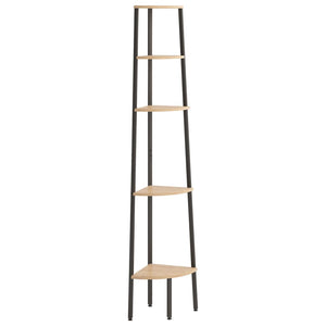 vidaXL Étagère d'angle à 5 niveaux Marron clair et noir 45,5x31,5x180 cm