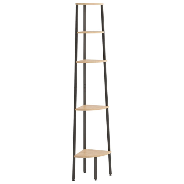 vidaXL Étagère d'angle à 5 niveaux Marron clair et noir 45,5x31,5x180 cm