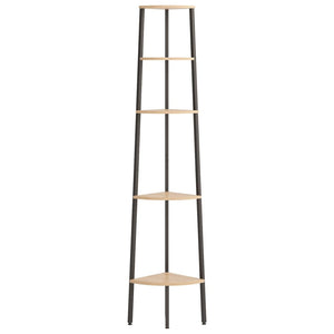 vidaXL Étagère d'angle à 5 niveaux Marron clair et noir 45,5x31,5x180 cm