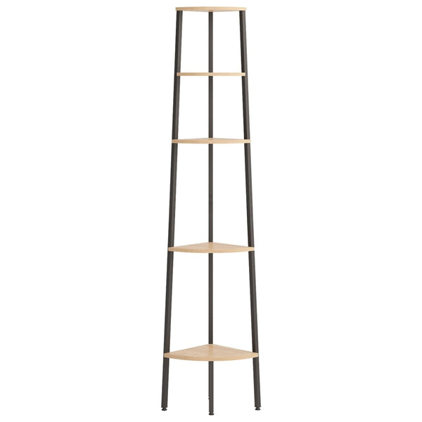 vidaXL Étagère d'angle à 5 niveaux Marron clair et noir 45,5x31,5x180 cm
