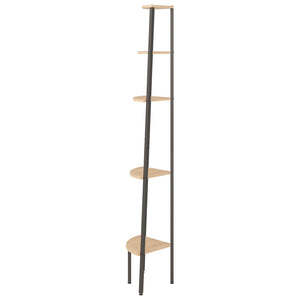 vidaXL Étagère d'angle à 5 niveaux Marron clair et noir 45,5x31,5x180 cm