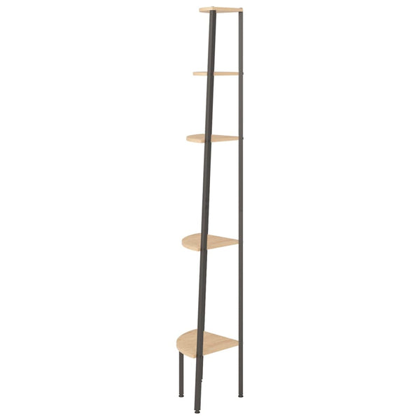 vidaXL Étagère d'angle à 5 niveaux Marron clair et noir 45,5x31,5x180 cm