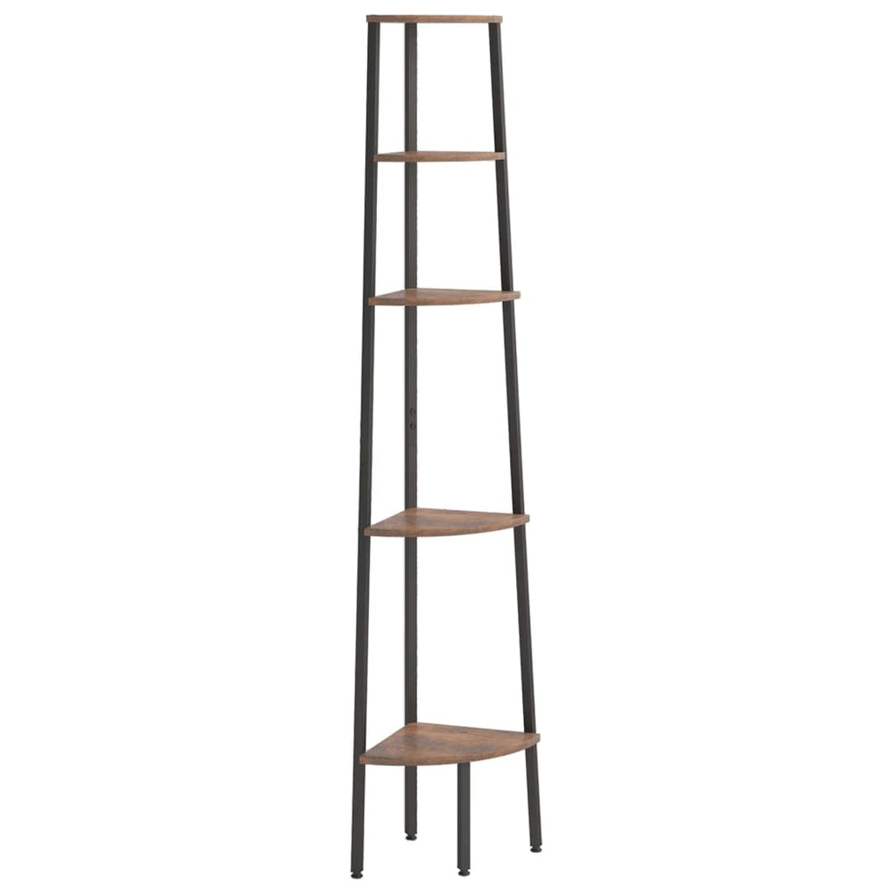 Eckregal mit 5 Böden, Dunkelbraun/Schwarz