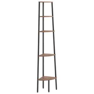 Eckregal mit 5 Böden, Dunkelbraun/Schwarz