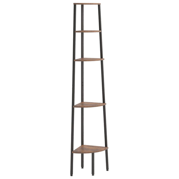 Eckregal mit 5 Böden, Dunkelbraun/Schwarz