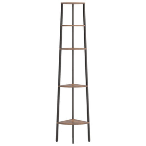 Eckregal mit 5 Böden, Dunkelbraun/Schwarz