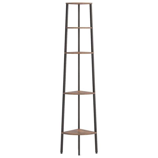 Eckregal mit 5 Böden, Dunkelbraun/Schwarz