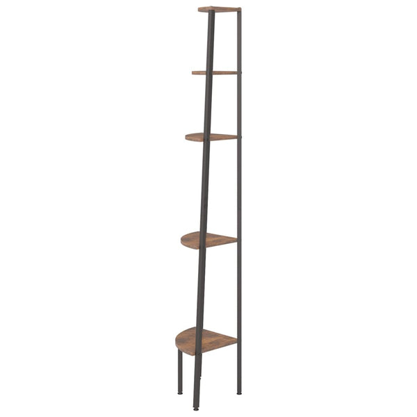 Eckregal mit 5 Böden, Dunkelbraun/Schwarz