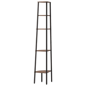 Eckregal mit 5 Böden, Dunkelbraun/Schwarz
