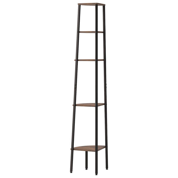 Eckregal mit 5 Böden, Dunkelbraun/Schwarz