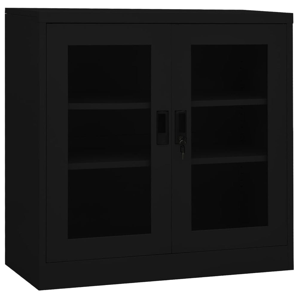Büroschrank Schwarz Stahlschrank 90x90 cm