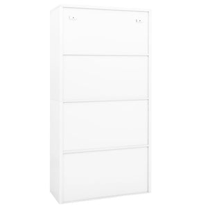 Weißer Büroschrank aus Stahl und Hartglas