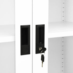 Weißer Büroschrank aus Stahl und Hartglas