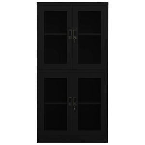 Büroschrank Schwarz Stahl/Hartglas 90x180cm