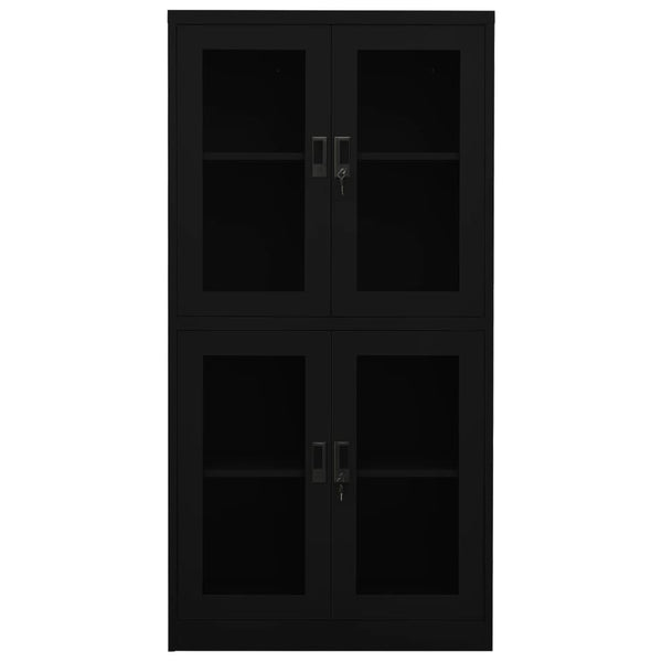 Büroschrank Schwarz Stahl/Hartglas 90x180cm