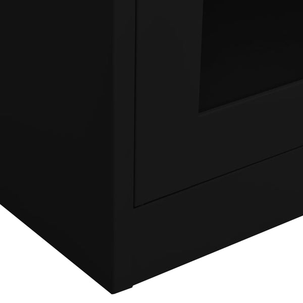 Büroschrank Schwarz Stahl/Hartglas 90x180cm