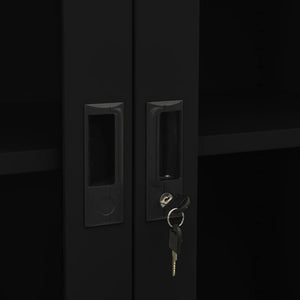 Büroschrank Schwarz Stahl/Hartglas 90x180cm