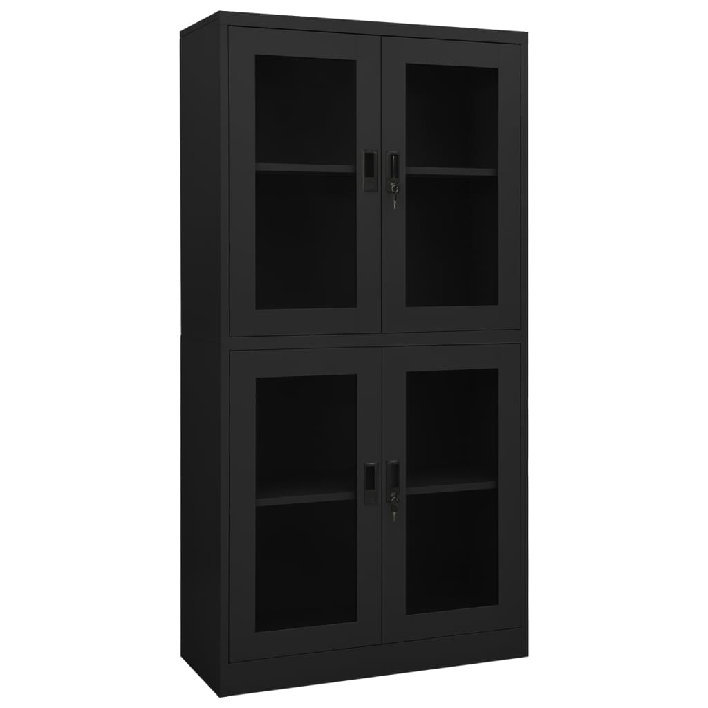 Anthrazit Büroschrank mit Glastüren 90x180 cm