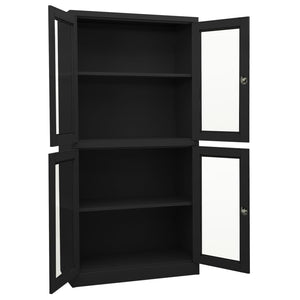 Anthrazit Büroschrank mit Glastüren 90x180 cm