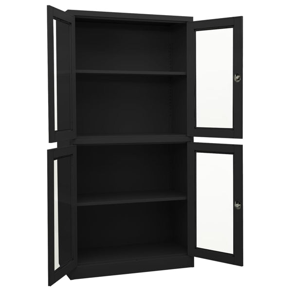Anthrazit Büroschrank mit Glastüren 90x180 cm