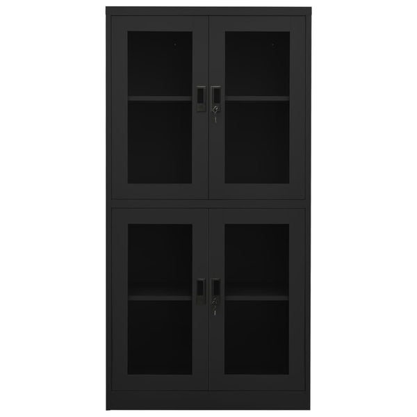 Anthrazit Büroschrank mit Glastüren 90x180 cm